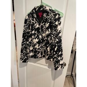 212 collection black and white zip jacket and black skirt size 8